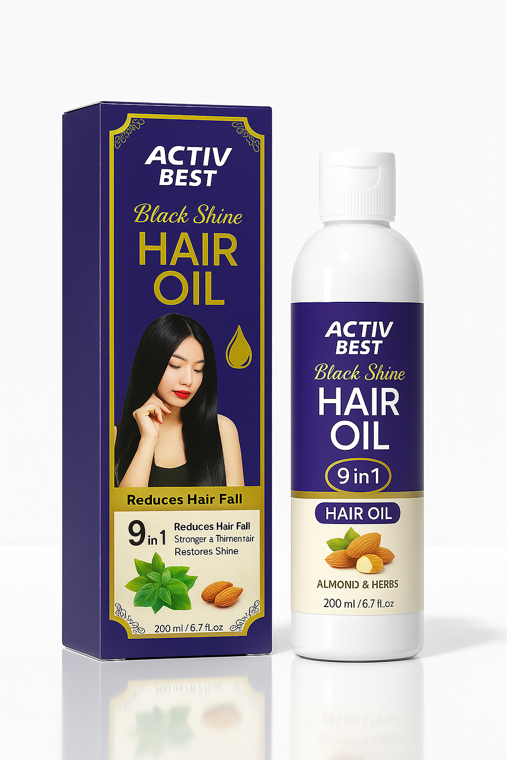 Activ Best Black Shine Hair Oil – 9 in 1 Multi-Benefit Formula for Strong, Shiny Hair